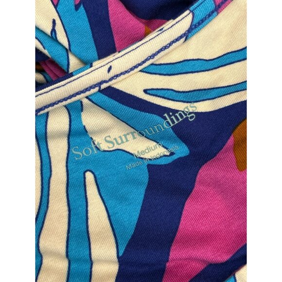 Soft Surroundings Women's Pink Blue Tropical Print Maxi Dress Medium Summer - Picture 4 of 5